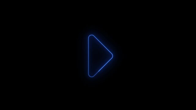 Play button glowing blue on dark background for modern media