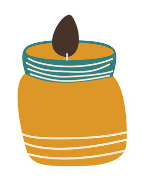 Scented Candle in a Jar Illustration for Cozy Workspace Decor