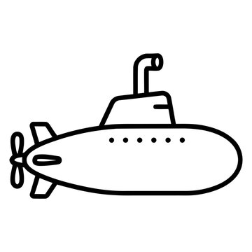 Underwater Submarine Navy Marine Vessel Deep Sea Transport Flat Line Art Icon Graphic Design