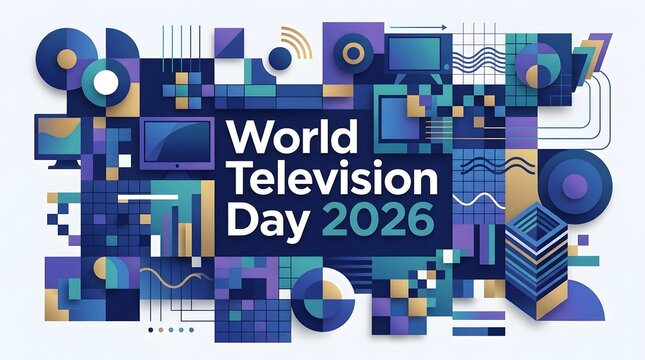 Colorful digital world television day 2026 poster design vector