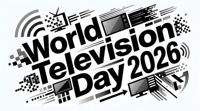 Monochrome dynamic world television day 2026 poster design