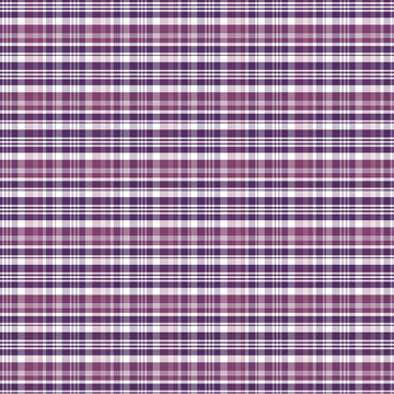 Seamless plum purple, mauve, and white plaid pattern tartan fabric texture background