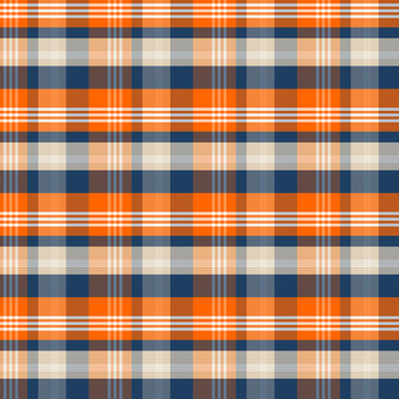 Modern geometric check pattern in orange and dark blue for wallpaper
