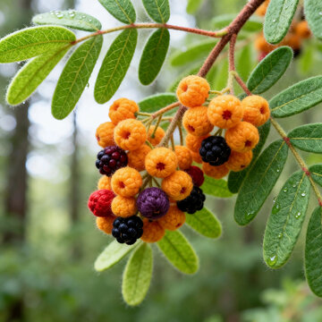 Needle Felt Craft Branch With Colorful Wild Berries