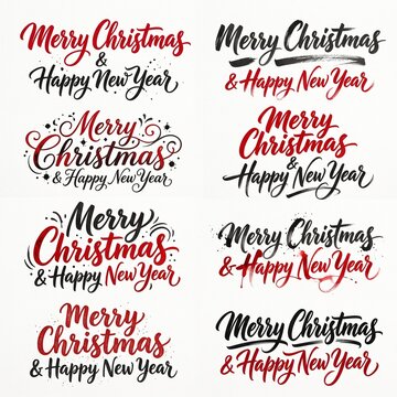 Brush script and calligraphy text bundle square composition 1:1 isolated