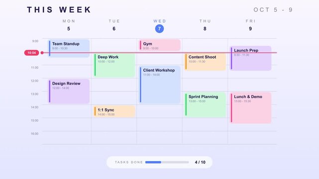 Digital Planner Grid with Sticky Notes in Soft Overhead Lighting for Productivity
