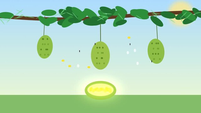 Green Bean Sprouts Growing on Vine with Sunlight During Spring Season
