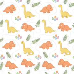 Obraz premium Dinosaur Seamless Pattern Background for Nursery Fabric and Mockup