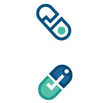 Smart Medication Reminder Capsule and Checkmark Healthcare Icon Logo