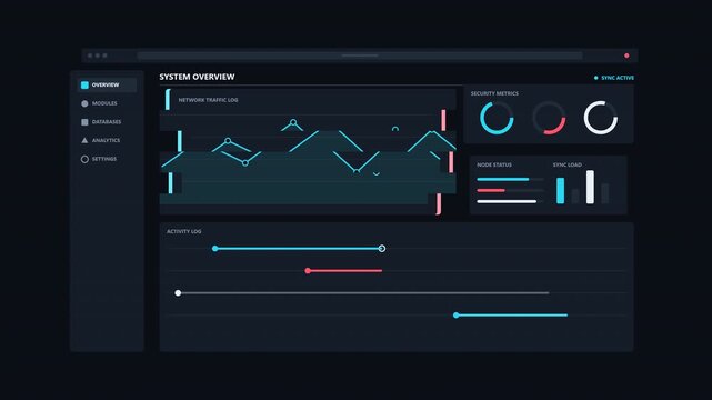 Premium cybernetic glitch animation featuring a modern website interface malfunctioning. Content panels shift, navigation fragments, and clean UI comp.