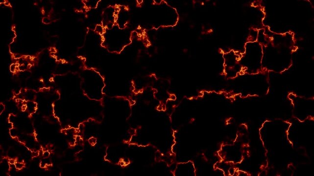 Abstract glowing red energy lightning patterns moving on black background loop