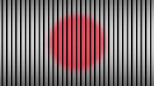 Red Circle on Black and White Vertical Stripes Optical Illusion Abstract Motion Background Loop 4K