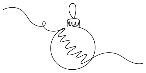 Continuous single line drawing of a christmas ornament isolated on transparent background © Bilas