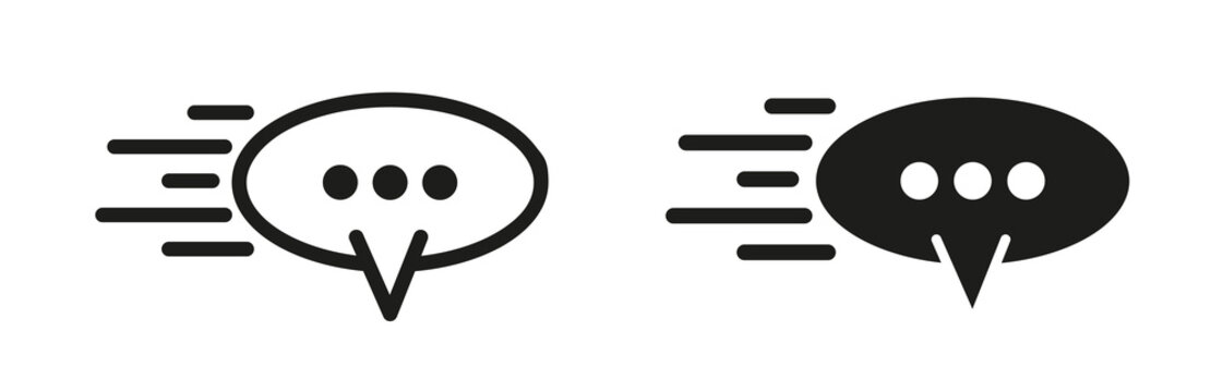 Quick Message icon flat outline in black
