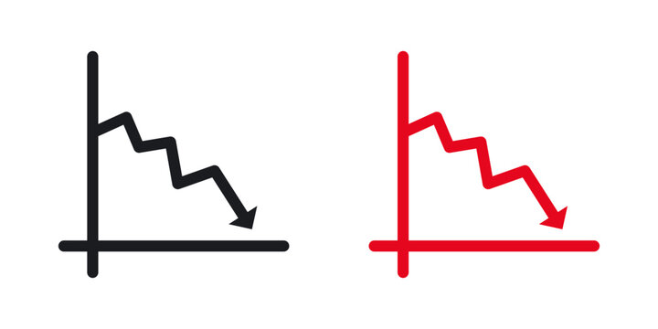 Reduction chart icon flat outline in black