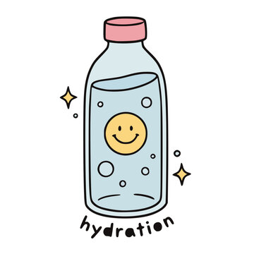 Cute Kawaii Water Bottle Hydration Reminder Sticker Illustration