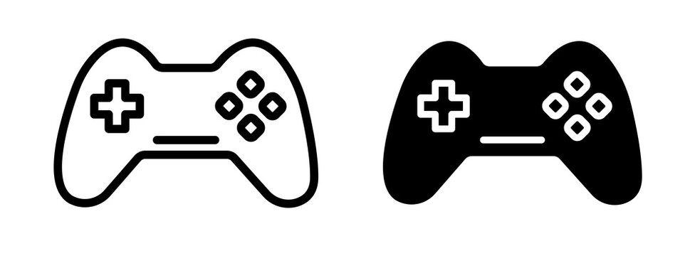 Video game controller icon flat outline in black