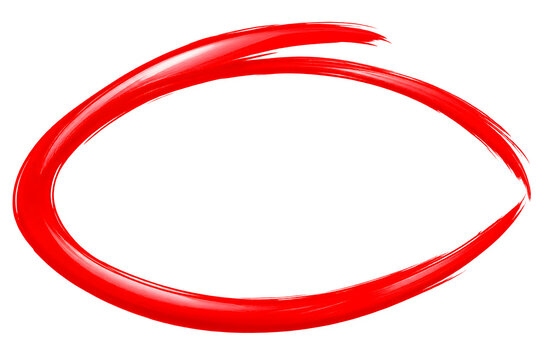 Red Oval Brushstroke Frame with Empty Center on Transparent Background