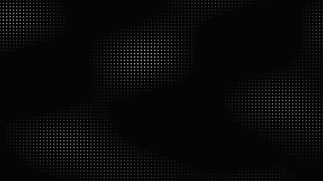 Halftone Dot Matrix Pattern with Morphing White Raster Points on Dark Background