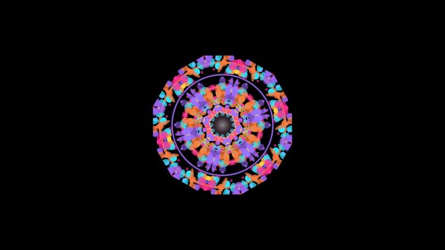 Colorful rotating kaleidoscope mandala pattern loop