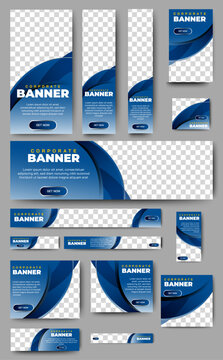 Corporate Business web banner template. vector Web set banner template, vertical, horizontal, square with multisizes. suitable for website ads, cover page, social media post, flyer and more