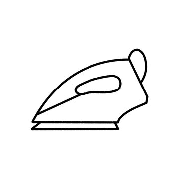 Minimalist Electric Steam Iron Line Art Icon 