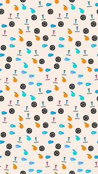 Stylized fruit and vegetable icons pattern