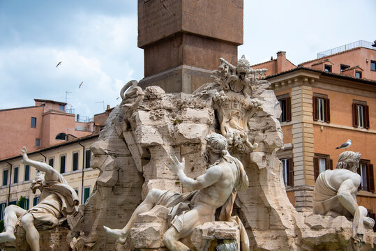 Fiumi Fountain (Fountain of the Four Rivers) in Rome - Italy