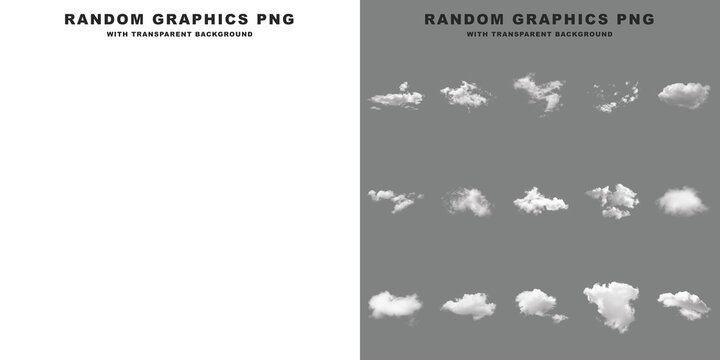 Collection of realistic white clouds isolated on transparent