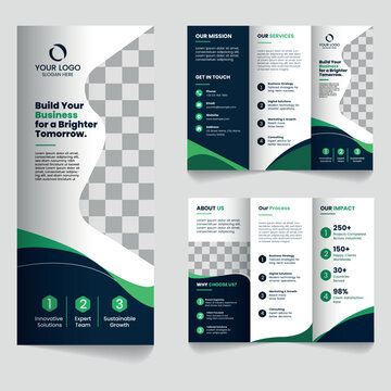 Build your business for a brighter tomorrow corporate trifold brochure template
