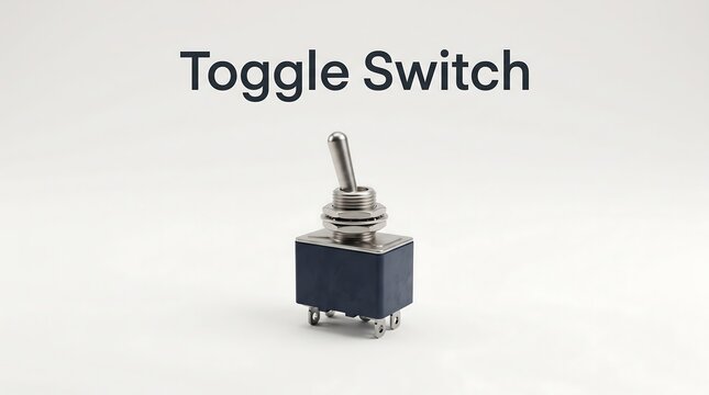 Miniature toggle switch with silver lever and blue base for circuit control