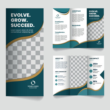 Evolve grow succeed corporate business trifold brochure template
