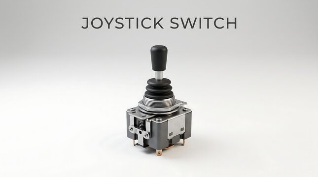 Industrial joystick switch controller for heavy equipment and machinery control isolated on white