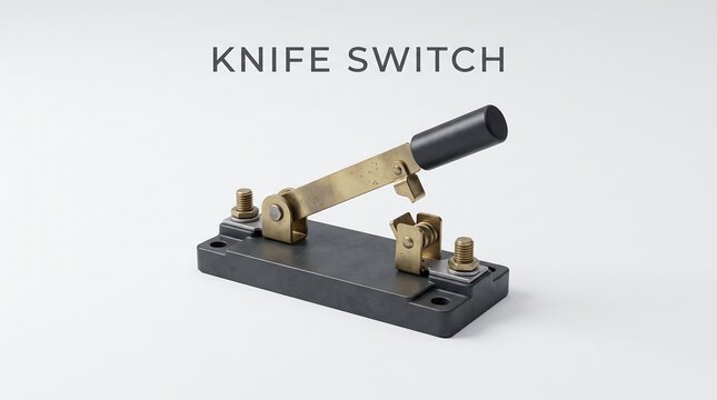 Classic knife switch for electrical experiments and industrial education isolated on white