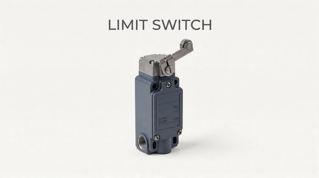 Industrial limit switch for automation and machine positioning isolated on white background