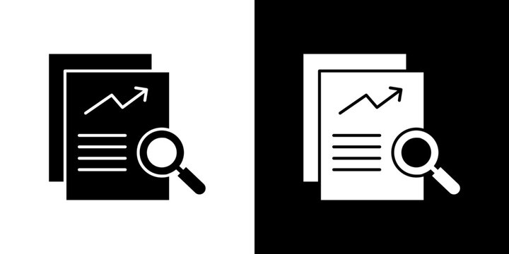 Analytics report icon flat outline in black