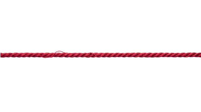 Red twine string against a stark white background, isolated on transparent png