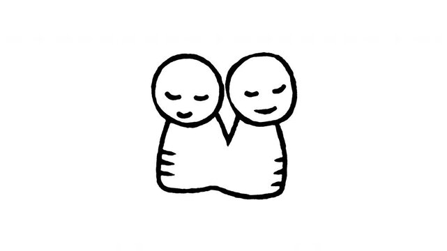 Animated doodle icon of Gemini zodiac sign symbol represented by cute twin faces.