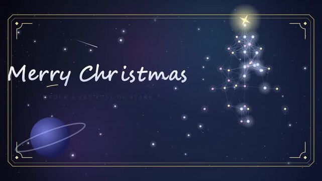 Cosmic Christmas Greeting Card Design Featuring Celestial Constellation Tree