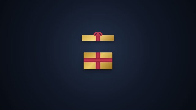 Gift Box Opening Animation with Glowing Light Particles on a Dark Blue Background Graphic