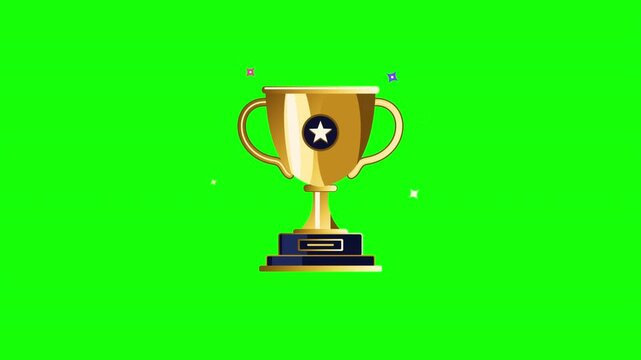 Golden Award Trophy Stock Video Footage with Gold Trophy Cup, Laurel Wreath, Rating Stars, Podium, Medals and Winner Plaque in Flat Vector Style
