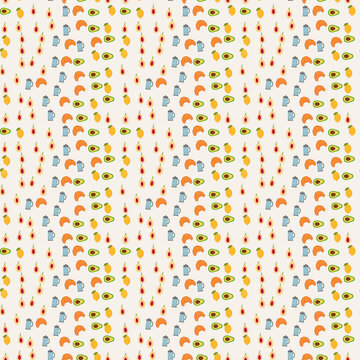 Breakfast pattern with fruits and pastries