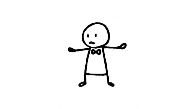 Animated doodle icon of a boxing referee standing ready to officiate a match.