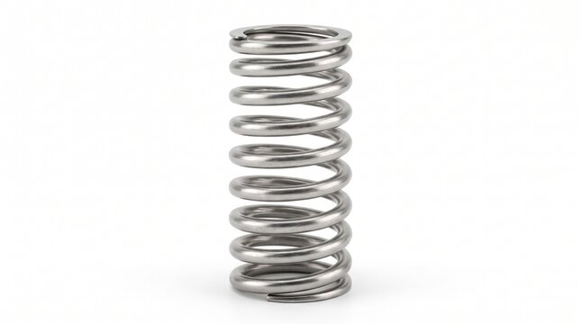 Stainless Steel Compression Coil Spring Isolated on White Background