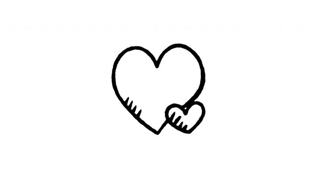Animated doodle icon of two linked love hearts representing family connection and affection.
