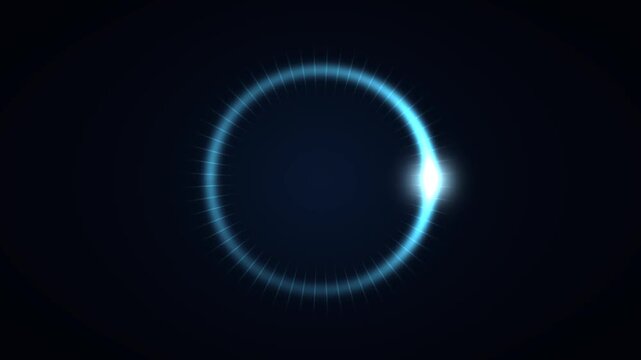 Abstract glowing countdown ring timer animation on dark background loop