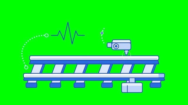 Automated Industrial Quality Control System with Sensor Monitoring on Production Line Illustration