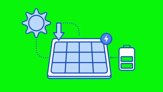 Renewable Solar Power Generation and Energy Storage System Illustration for Sustainable Energy Solutions