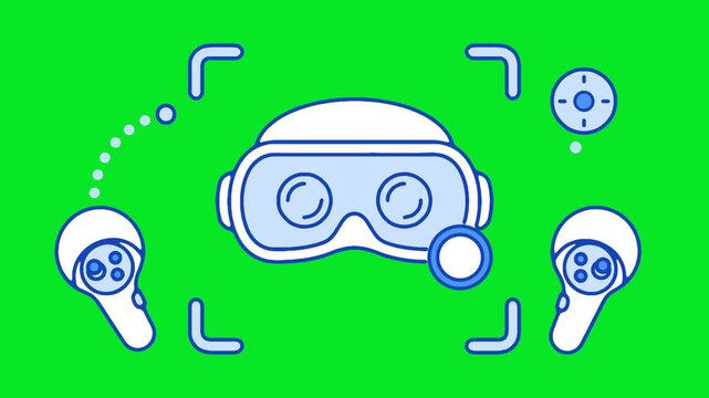 Modern Virtual Reality VR Headset and Handheld Controllers Digital Illustration for Gaming and Metaverse Technology