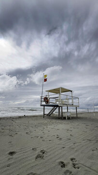 Beach Lifeguard Station on a Cloudy Day